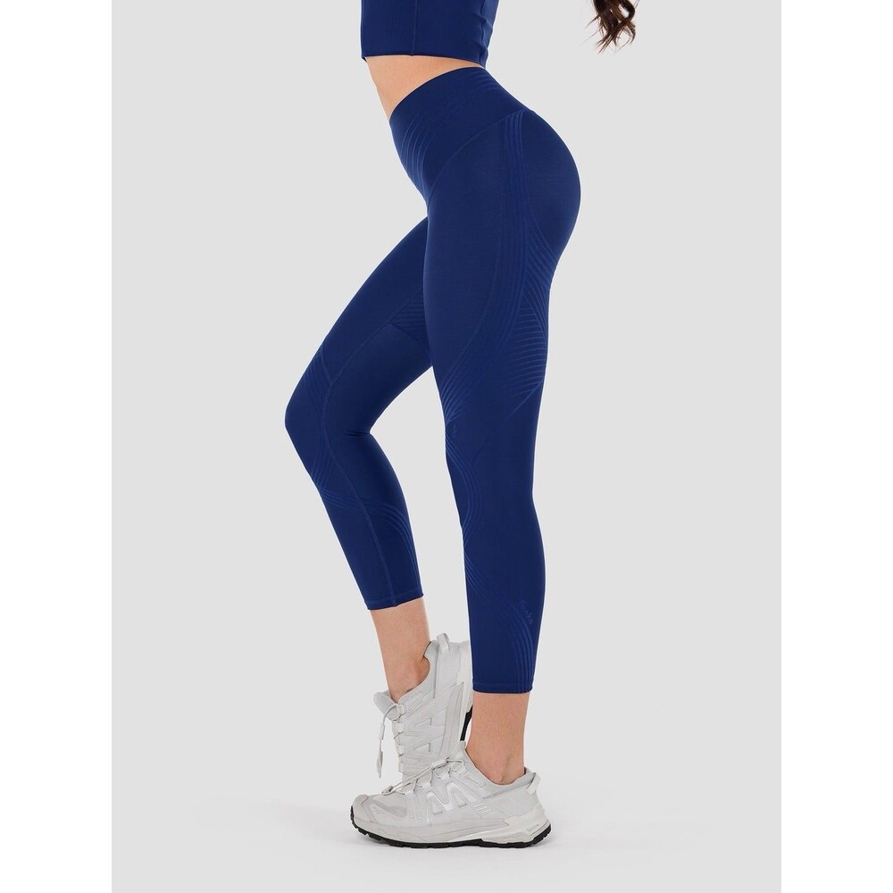Fanka Women Body Sculpt 2.0 Leggings Reversible Blue 7/8 Yoga Pants Large Navy